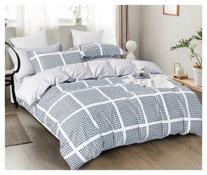Komplet pościeli dwustronnej białej 160x200 w pepitkę 