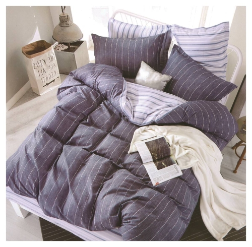 Komplet pościeli dwustronnej z bawełny satynowej 200x220 w pionowe pasy