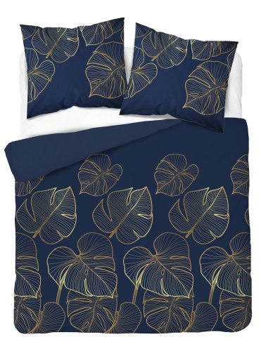 Pościel satyna bawełniana Home Satin granatowa 160x200 w złote liście