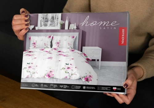 Pościel satyna bawełniana Home Satin biała 220x200 w różowe kwiaty