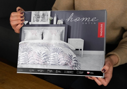 Pościel satyna bawełniana Home Satin biała 220x200 w liście