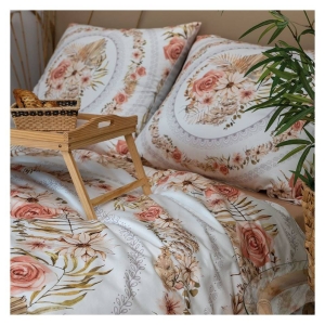 Pościel z bawełny satynowej PREMIUM 160x200 Kwiaty Boho