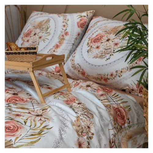 Pościel z bawełny satynowej PREMIUM 160x200 Kwiaty Boho