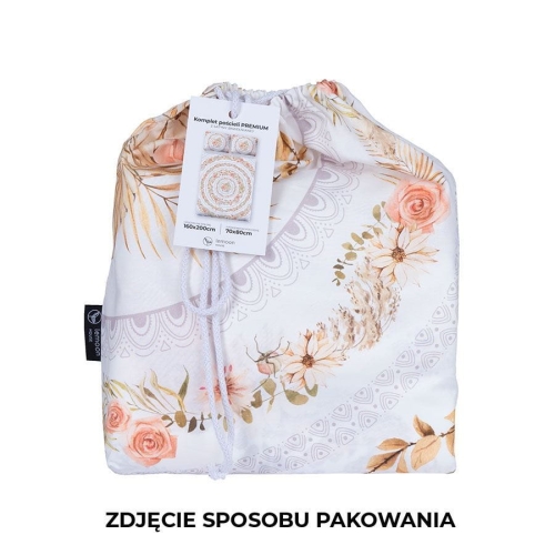 Pościel z bawełny satynowej PREMIUM 160x200 Kwiaty Boho