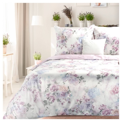 Komplet pościeli Lea 140x200 w różowo fioletowe kwiaty