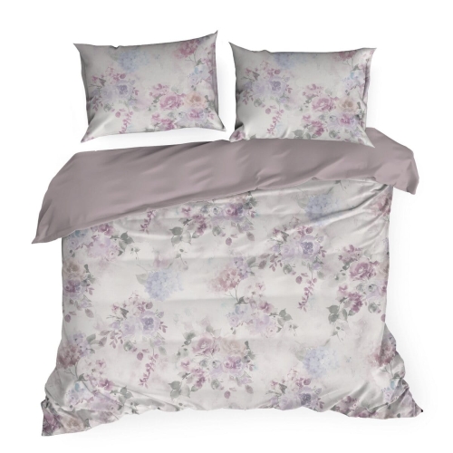 Komplet pościeli Lea 140x200 w różowo fioletowe kwiaty