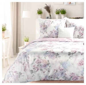 Komplet pościeli Lea 220x200 w różowo fioletowe kwiaty