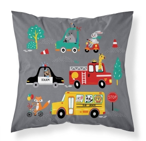 Poszewka dziecięca stalowa 40x40 Pojazdy