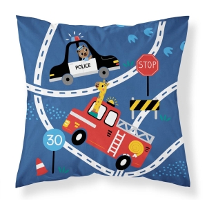Poszewka dziecięca granatowa 40x40 Pojazdy Ratunkowe