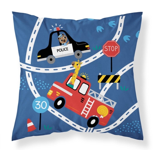 Poszewka dziecięca granatowa 40x40 Pojazdy Ratunkowe