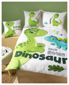 Komplet pościeli bawełnianej do łóżeczka 100x135 Zielony Dinozaur