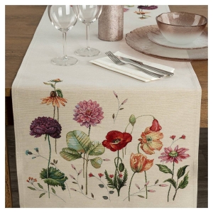 Bieżnik gobelinowy natural 45x140 łąka