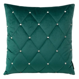 Poszewka velvet ciemno turkusowa 45x45 z cyrkoniami