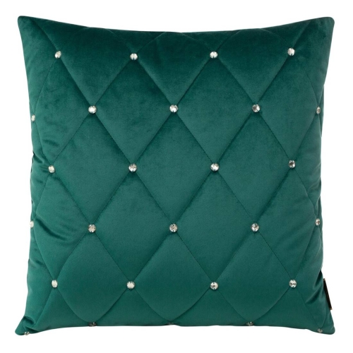 Poszewka velvet ciemno turkusowa 45x45 z cyrkoniami