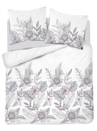 Pościel satyna bawełniana biała Home Satin 160x200 w kwiaty