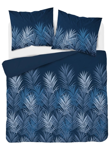 Pościel satyna bawełniana granatowa Home Satin 160x200 w liście