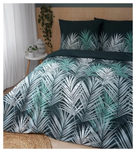 Pościel satyna bawełniana zielona Home Satin 220x200 w liście