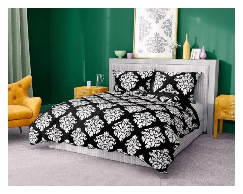 Pościel bawełniana czarno biała 220x200 Glamour