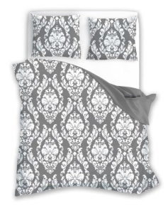 Pościel bawełniana popielato biała Glamour 160x200 Ornamenty