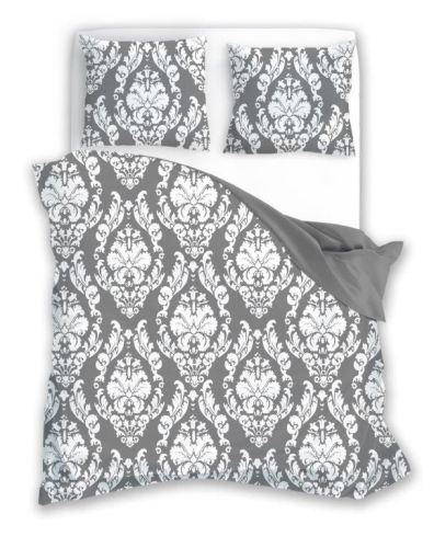 Pościel bawełniana popielato biała Glamour 160x200 Ornamenty