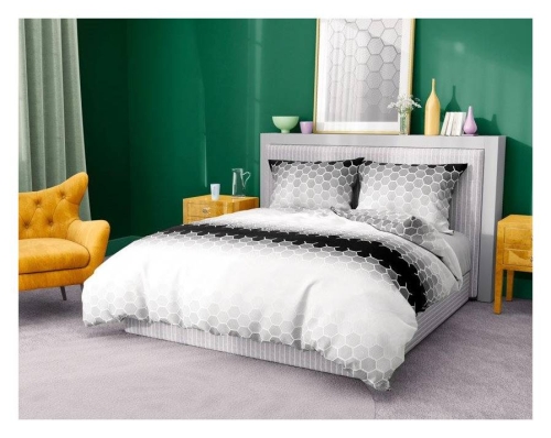 Pościel bawełniana popielato czarno biała Glamour 160x200 Ombre