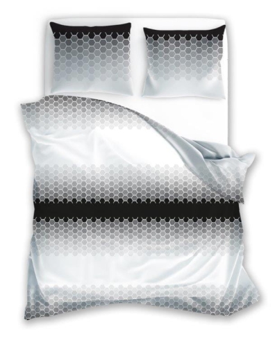 Pościel bawełniana popielato czarno biała 220x200 Glamour Ombre