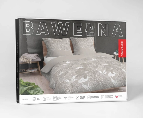 Pościel bawełniana beżowa 160x200 w kwiaty