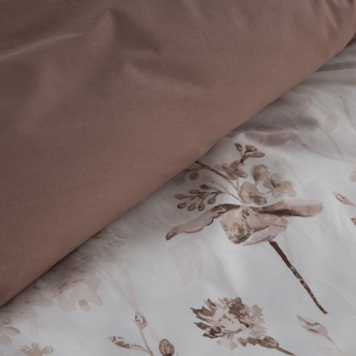 Komplet pościeli z bawełny satynowej kremowo brązowej 220x200