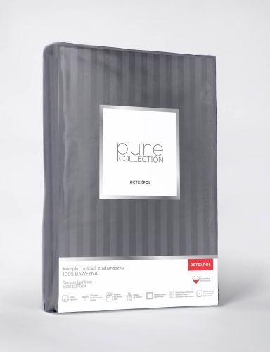 Pościel adamaszkowa Pure 220x200 ciemnoszara