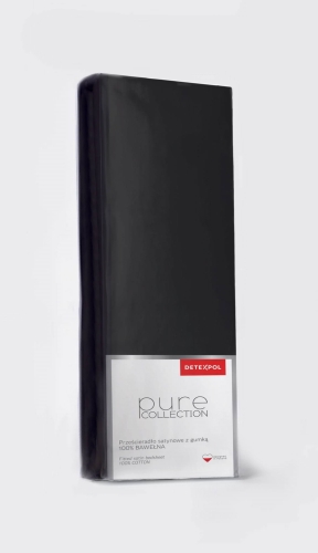 Prześcieradło Pure 140x200 satynowe z gumką w kolorze czarnym