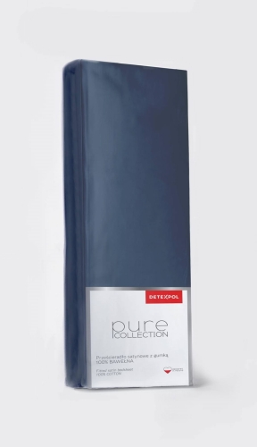 Prześcieradło Pure 160x200 satynowe z gumką w kolorze denim