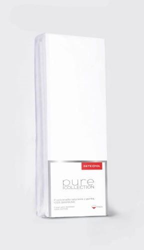 Prześcieradło Pure 180x200 satynowe z gumką w kolorze białym