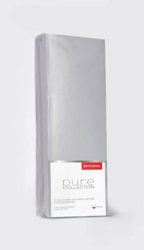 Prześcieradło Pure 180x200 satynowe z gumką w kolorze jasno szarym
