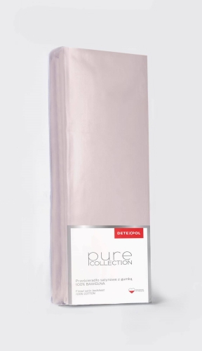 Prześcieradło Pure 180x200 satynowe z gumką w kolorze pudrowo różowym