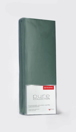 Prześcieradło Pure 220x200 satynowe z gumką w kolorze oliwkowym