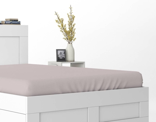 Prześcieradło Pure 220x200 satynowe z gumką w kolorze pudrowo różowym