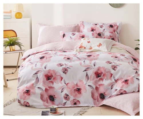 Komplet pościeli dwustronnej 160x200 w różowe kwiaty