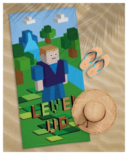 Ręcznik plażowy 70x140 Minecraft Level Up