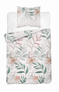Pościel satyna bawełniana Home Satin 140x200 w kwiaty i liście