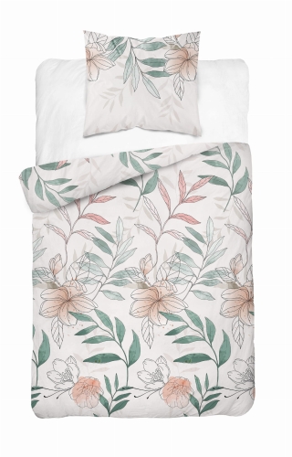 Pościel satyna bawełniana Home Satin 140x200 w kwiaty i liście