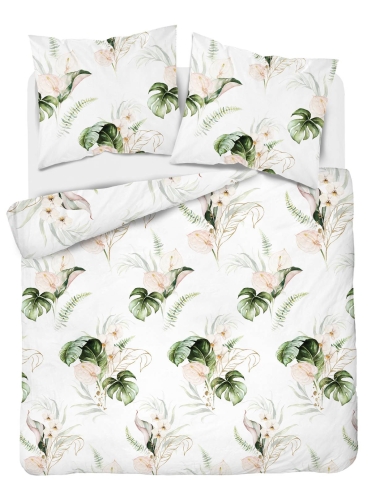 Pościel satyna bawełniana monstery Home Satin 160x200 kremowe kwiaty
