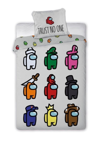 Pościel bawełniana popielata Among Us 160x200