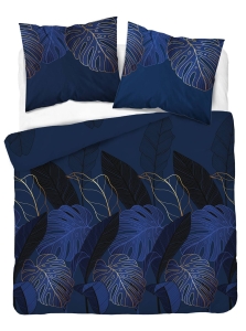 Pościel satyna bawełniana granatowa Home Satin 180x200 w złote liście