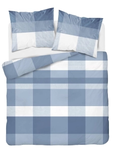Pościel flanelowa niebieska 220x200 w kratkę