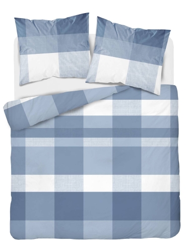 Pościel flanelowa niebieska 220x200 w kratkę