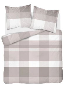 Pościel flanelowa beżowa 220x200 w kratkę