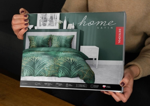 Pościel satyna bawełniana zielona Home Satin 140x200 w liście