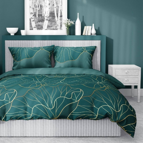 Pościel satyna bawełniana Home Satin 160x200 w złote kwiaty