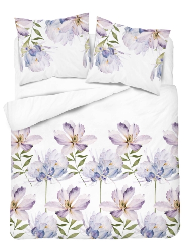 Pościel flanelowa 160x200 w fioletowe kwiaty