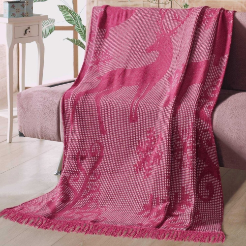 Koc świąteczny 150x200 w odcieniach fioletu